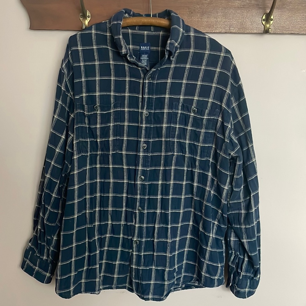 Vintage Navy Blue Flannel Shirt
